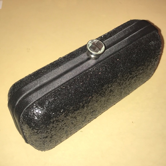 Evening Clutch Black Glitter Handbag Purse - Picture 4 of 8